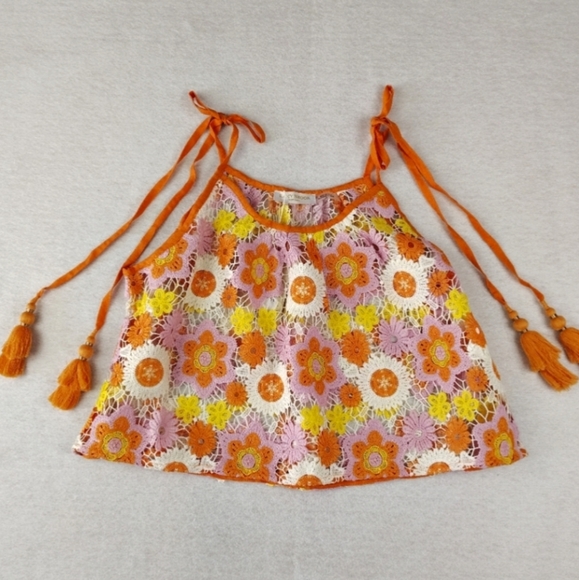 NWT Ramy Brook Katie Floral Embroidery Crochet Crop Top Size Medium $195 - Picture 3 of 7